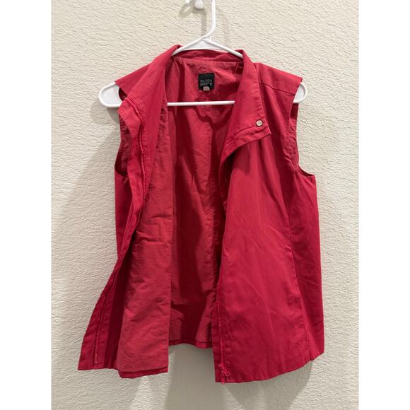 Eileen Fisher Women’s Small Vest Red Cotton Blend Front Zip Pockets - Picture 3 of 10